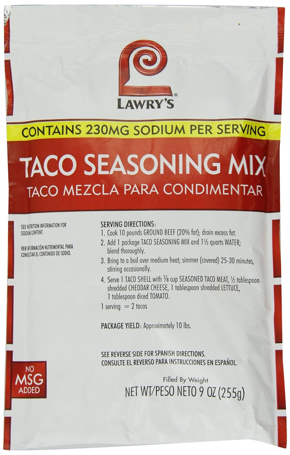 Lawrys Taco Seasoning Mix, 9 Ounce Packages (Pack of 6
