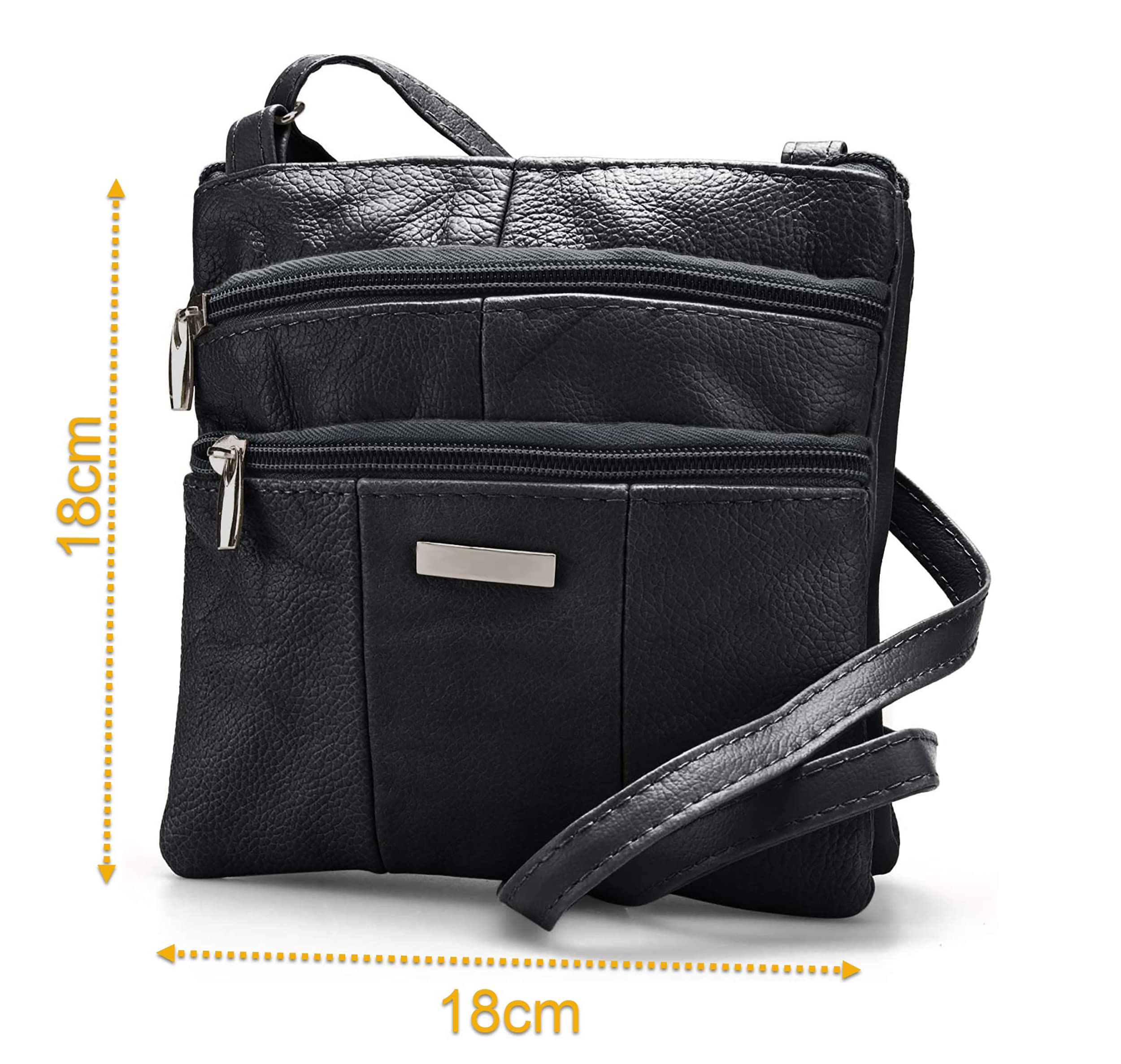 Lorenz Ladies Small Genuine Soft Leather Cross Body / Shoulder Bag (1) # 1941 - Black