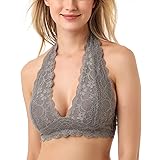 MOONBADI Damen Bralette Ohne Bügel - Spitze BH Mit V-Ausschnitt