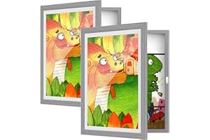 BAIJIALI 2 Packs Grey Kids Art Frames for Kids Artwork Frames Changeable Display 8.5x11 with Mat or 9x12 without Mat,Picture Frame for Kids Artwork Front Opening Holds 150 Horizontal &Vertical For