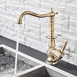HomeLava Waschtischarmatur Retro – Messing, 360° Drehbar, Wassersparend Fürs Badezimmer