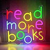 PMCVYH Read More Books Neon Sign for Wall Decor, Reading Led Signs for Library, USB Dimmable Neon Lights for Classroom Reading Corner Bedroom Study Room Home Book Club Motivational Wall Art