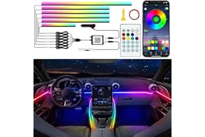 Jushope Acrylic LED Lights - Interior Car Ambient Lighting Kits with Dynamic Rainbow Dream Color Chasing, Music Sync (6 in 1(4 * 29.5+43.3+14.5 inches))