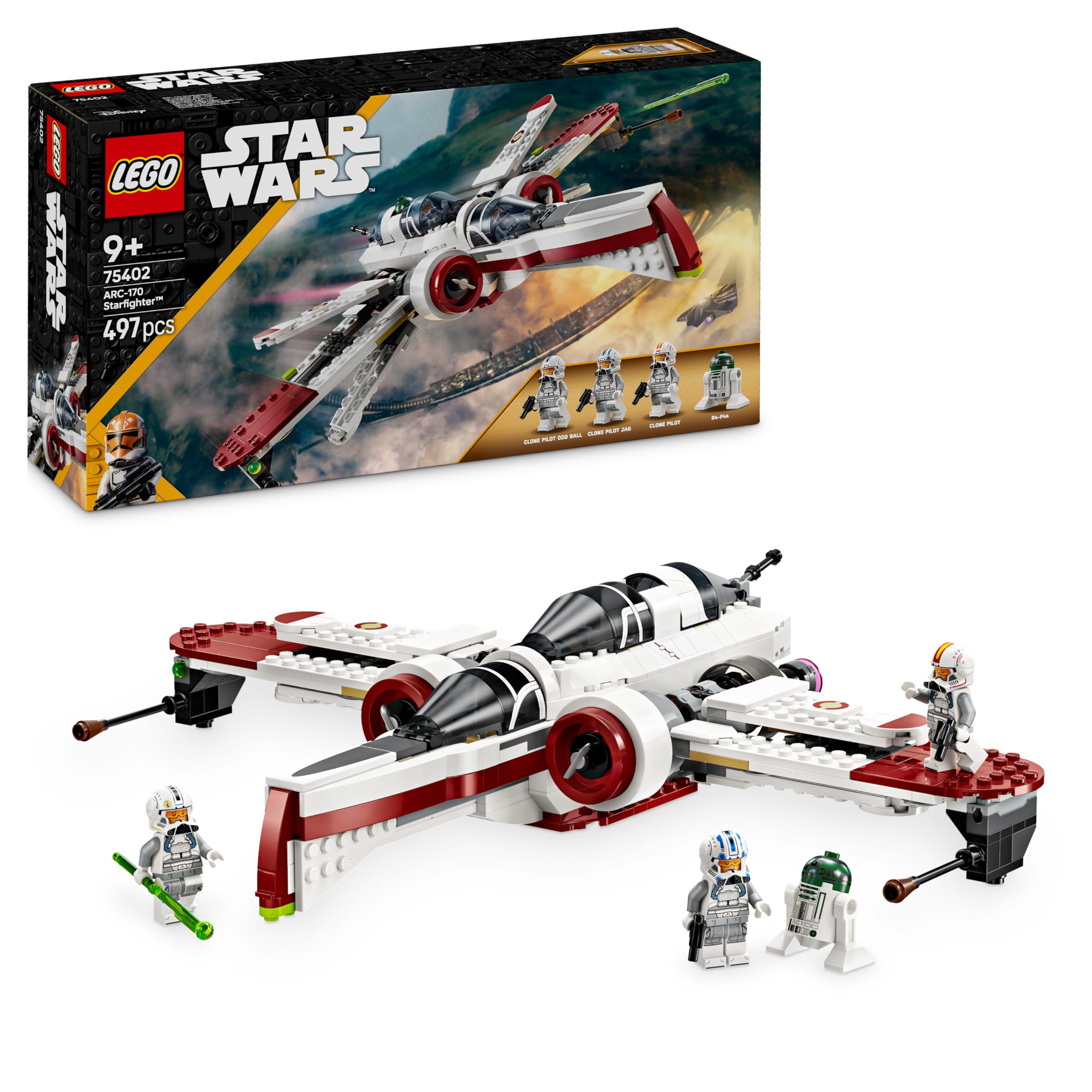 LEGO Star Wars ARC-170 Star Fighter Juguete de cumpleaños Bloque de juguete Regalo para niños niñas 9 10 11 años Escuela primaria Espacio 75402