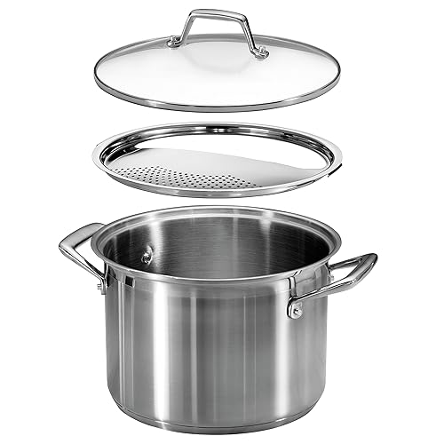 Tramontina Lock Drain Stainless Steel 8-Quart Pasta Pot with Lid