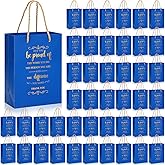 Fulmoon 50pcs Thank You Gifts Bags Employee Appreciation Pape Bags Bulk 5.9 x 3.1 x 8.3'' Inspirational May You Be Proud Gift Sack with Handle for Coworkers Teacher Valentine's Day(Blue)