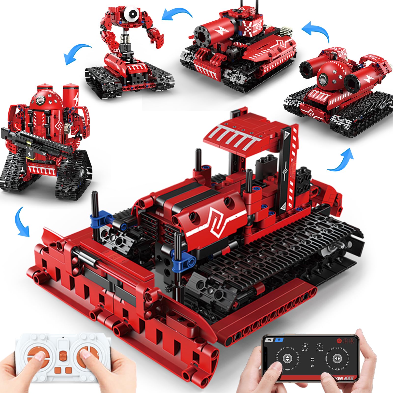 Photo 1 of BEHOWL Technique Car Building Blocks Set, Science Kits for Kids Age 8-12, STEM 5in1 Remote & APP Control Tracked/Robot/Bulldozer/Tank, Building Toy Gifts for Boys Girls 8-16, (495 PCS)
