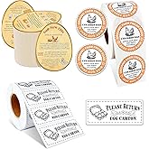 3 in 1 Total 1850pcs Farm Fresh Egg Stickers Set Including 250pcs Handing Instruction Cards,800pcs 2” Round Unwashed just got Laid Carton Stickers,800pcs Rectangular Please Return Egg Carton Labels