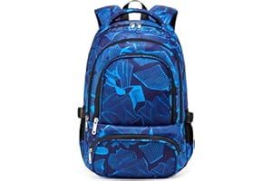 BLUEFAIRY Kids Backpack Boys Elementary School Bags Primary Middle School Book Bags Back to School Bookbags for Teens Lightweight Travel Gifts Padded Straps Mochila para Niños 17'' Line Blue