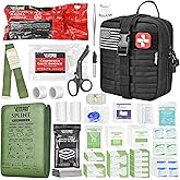 Trauma First Aid Kit - IFAK Trauma Kit with Trauma Bandage, Splint, Tourniquet, Wound Care, Bleeding Control - Tactical Molle Pouch for Military, Combat, Camping, Home, Hiking,Travel- Black