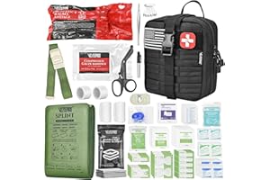 VLITEPRO Trauma First Aid Kit - IFAK Trauma Kit with Trauma Bandage, Splint, Tourniquet, Wound Care, Bleeding Control - Tactical Molle Pouch for Military, Combat, Camping, Home, Hiking,Travel- Black