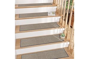 OJIA Stair Treads Non-Slip Indoor 15 Pack 8"x30" Stair Treads for Wooden Steps, Washable Edging Stair Runners Rubber Backed Stair Carpet Treads, Soft Stair Mats for Kids, Elders & Dogs, Gray