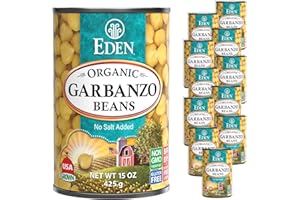 Eden Organic Garbanzo Beans, Chickpeas, 15 oz Can (12-Pack Case), No Salt Added, Non-GMO, Gluten Free, Vegan, Kosher, U.S. Grown, Heat and Serve, Macrobiotic
