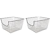Spectrum Diversified Scoop Wire Storage Basket, Medium, Industrial Gray, 2-Pack