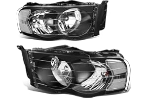 DNA MOTORING HL-OH-DR02-BK-CL1 Black Housing Clear Corner Headlights Compatible with 02-05 Ram 1500/03-05 Ram 2500 3500, Left & Right