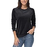MAGCOMSEN Women's Velour Sweatshirts Crewneck Long Sleeve Casual Pullover Soft Warm Shirts Velvet Tops Winter Fall