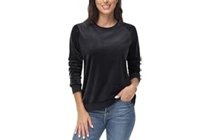 MAGCOMSEN Women's Velour Sweatshirts Crewneck Long Sleeve Casual Pullover Soft Warm Shirts Velvet Tops Winter Fall