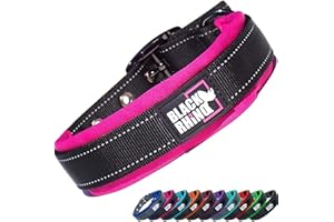 Black Rhino - The Comfort Collar Ultra Soft Neoprene Padded Dog Collar for All Breeds - Heavy Duty Adjustable Reflective Weatherproof (Large, Pink/Black)