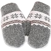 IZUS Baby-Girls Winter Knitted-Gloves Toddler Thick-Warm-Mittens Snowflake-Mitt-Gloves Kids 5-10 Years