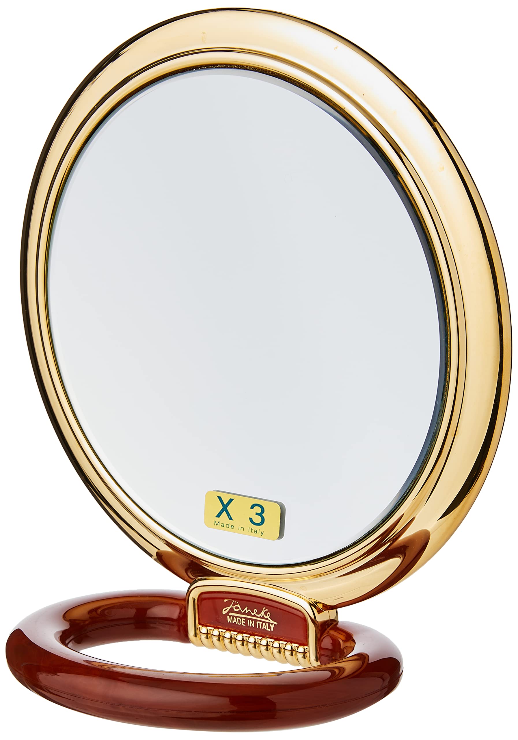 Jäneke Make-Up Mirror Golden and Turtle with 3x Magnification, Diameter 13 Cm