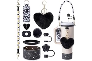 Bufilea Stanley Cup AccessoriesI Bottle Handle Carrier Strap,Silicone Cup Boot, Lipstick Holder, Straw Topper & Spill Stopper Cute Decorative Charms, Accessories for Stanley Cup 40oz/30oz Decor