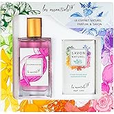LES ESSENTIELS Gourmandise Perfume and Soap Gift Set - Fruity Gourmet Fragrance - Perfume for Women and Sweet Almond Oil Natural Soap - 2 pc