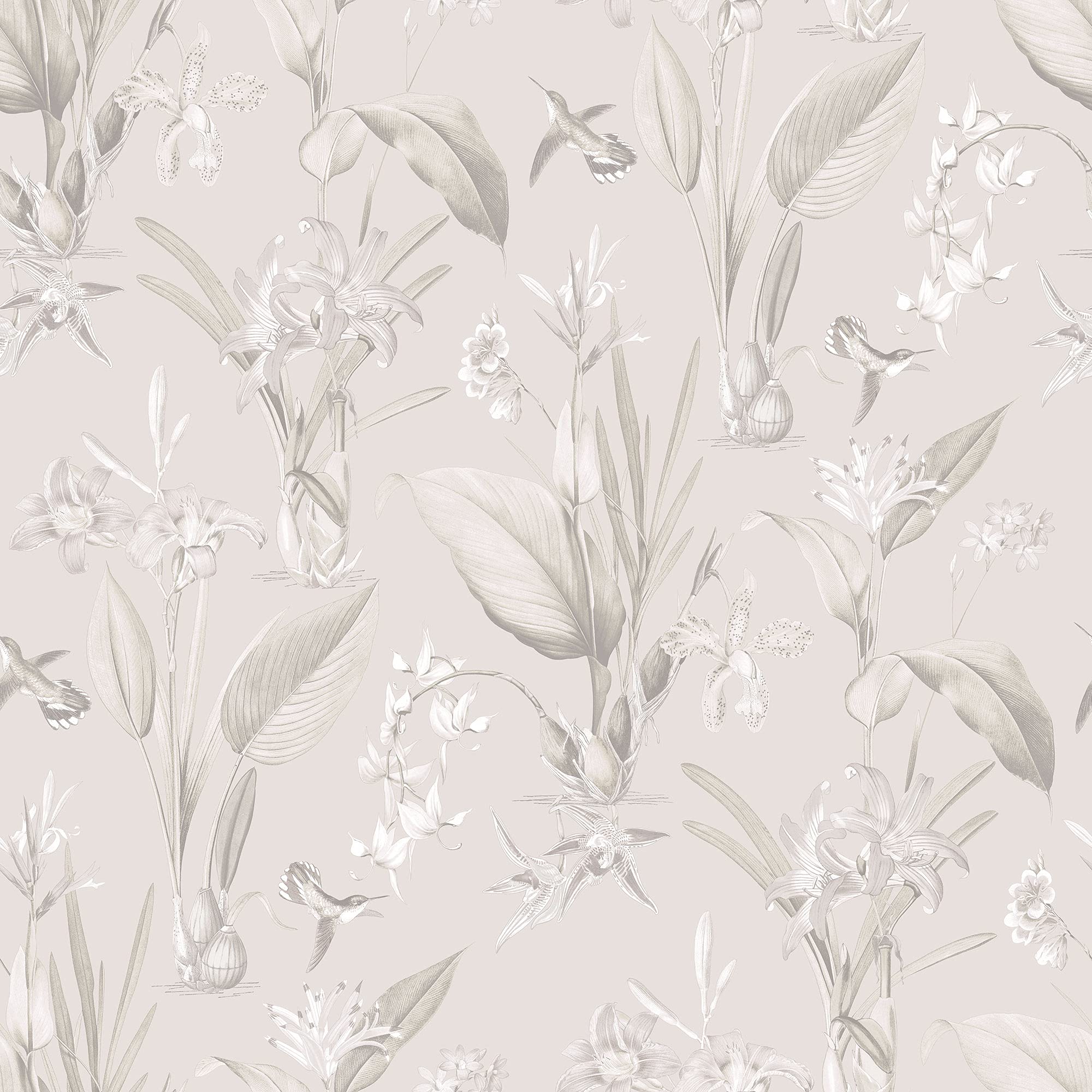 Galerie G78503 Secret Garden Cottage Botanical Wallpaper, Greige/Beige, 10m x 53cm