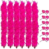 Colored Feathers 6 Pcs Flapper Colorful Feather Boas 6.6ft for Party with Frameless Sunglasses Party Favor Carnival