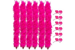 LIULIUBTY Colored Feathers 6 Pcs Flapper Colorful Feather Boas 6.6ft for Party with Frameless Sunglasses Party Favor Carnival