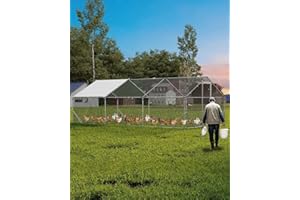 Garvee Large Walk-in Chicken Coop for 10-20 Chickens – 13.12 x 9.84 x 6.56 ft Outdoor Poultry Run with Anti-UV Waterproof Cov