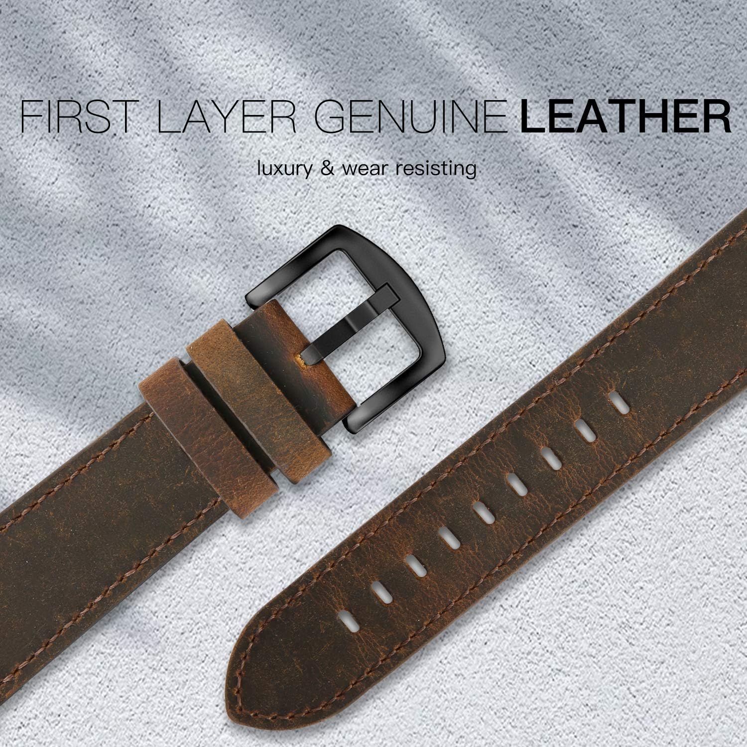 PARMPH Leather Strap Compatible with Apple Watch Band 42mm(Series 3/2/1) 44mm 45mm 46mm - Image 3