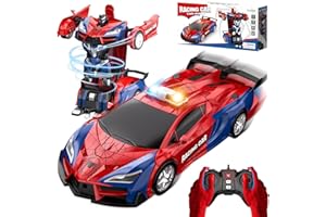 Spider Transform Remote Control Cars for Kids - 2.4GHz RC Police Car for 3 4 5 6 7 8 Year Old Boys, 1:18 Scale Robot Toy Car 