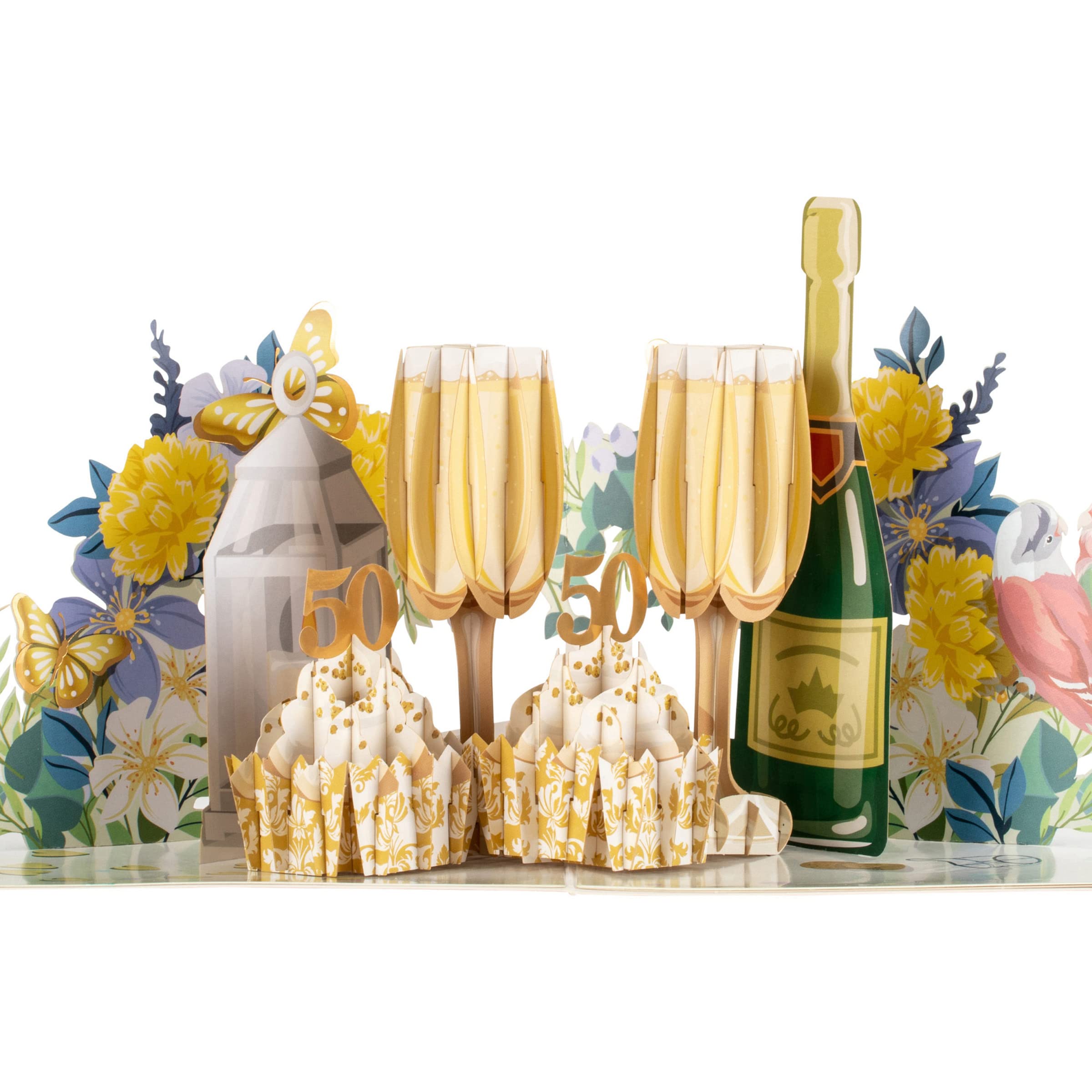 Cardology 50th Wedding Anniversary Pop-Up Card | 3D Gold Wedding Anniversary Cards | Handmade 20 x 15 cm