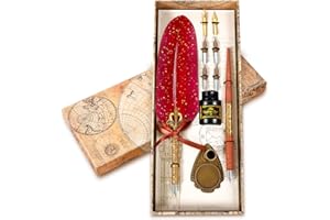 Aifeiter Quill Pen and Ink Set,Fountain Dip Pen and Ink Set,Calligraphy Pen Set,Calligraphy Pen for Writing,Christmas Gift for Handwriting Lovers Birthday GIF-Red