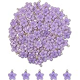 Tupalizy 100PCS Small Flower Enamel Charms Cherry Blossom Decor Gold Plated Pendant for Bracelets Necklaces Earrings Jewelry Making Findings Purse Keychains DIY Crafts Handmade Gifts Accessories