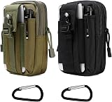 Flintronic Tactical Waist Bag 2 Pack Molle EDC Pouch Black & Green