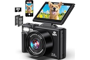 5K Digital Camera - 75MP WiFi Cameras for Photography - UHD Autofocus Vlogging Camera for YouTube - Video Cameras Compact Tra