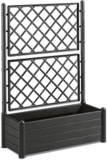 Rankgitter XL in Anthrazit mit Spalier und Blumenkasten 90L - Wetterresistent und UV-Beständig - Ideal für Garten, Balkon und als Sichtschutz