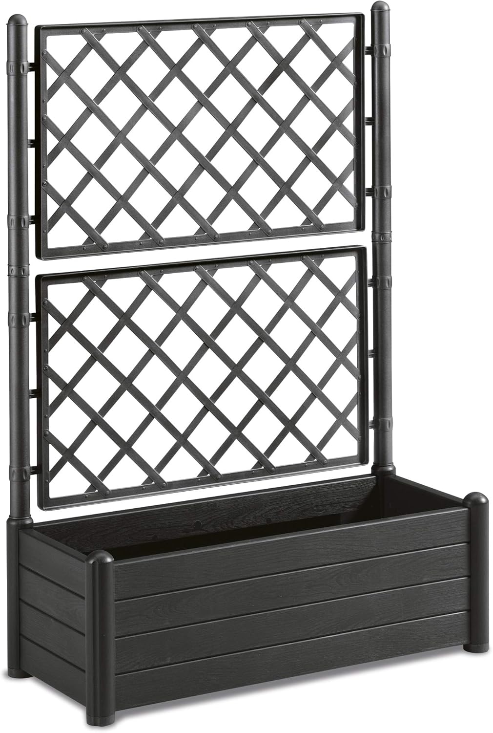Rankgitter XL in Anthrazit mit Spalier und Blumenkasten 90L - Wetterresistent und UV-Beständig - Ideal für Garten, Balkon und als Sichtschutz