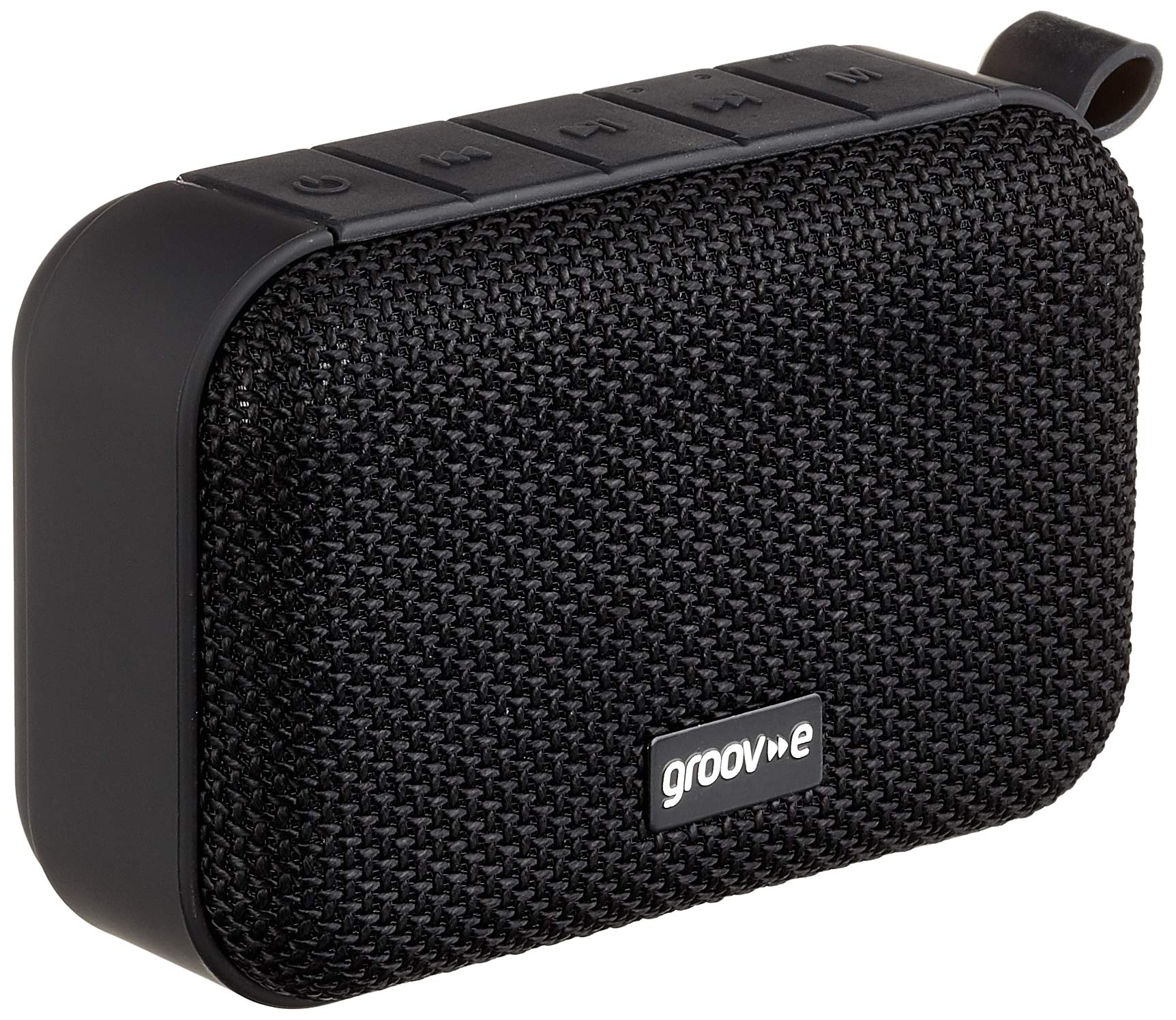groov e WAVE II Wireless Bluetooth Speaker - Portable Travel Speaker with TF Card Support, Aux-In, & Carabiner Keyring Clip - 8 Hours Audio Playback, IPX4 Splash Proof - Black