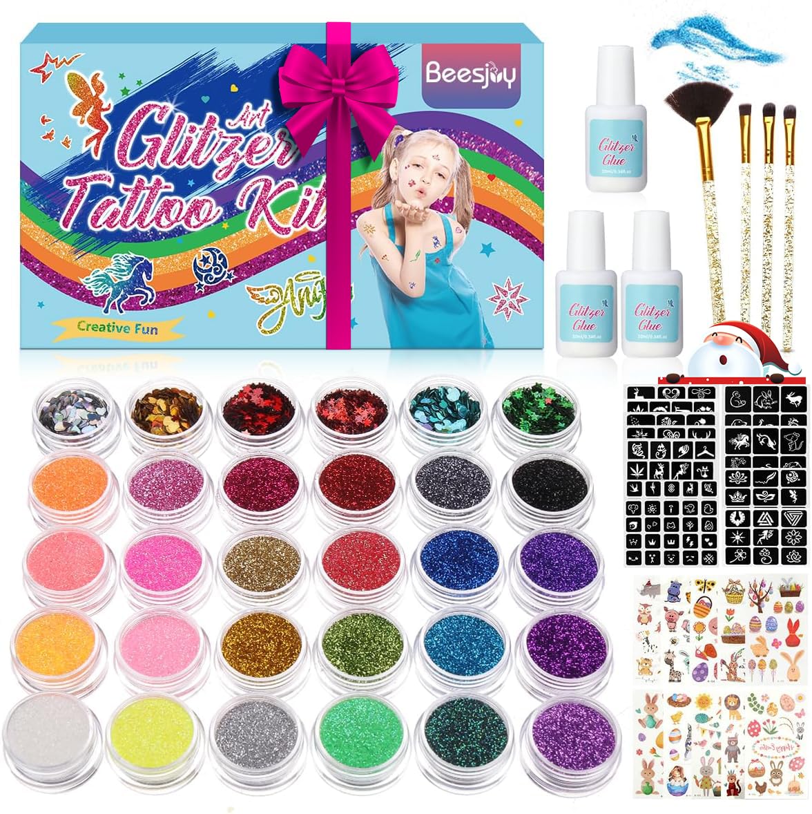 Mua Beesjuy Glitter Tattoo Kit for Children, Glitter Tattoo Set with 30
