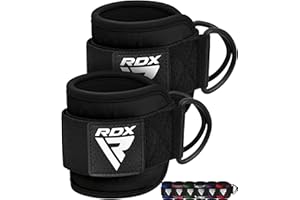 RDX Ankle Straps for Cable Machines – 7MM Neoprene Padded 10"x4" Adjustable Gym Cuffs with Dual D-Rings – Weight Attachments 