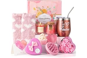 Birthday Gifts for Women, Mom, Sister, Friend - Unique Pink Self Care Spa Relaxation Baskets Set,Christmas,Holiday,Thinking o
