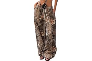 DURUNUL Women Baggy Wide Leg Sweatpants Y2k Loose Camouflage Pants Camo Cargo Pants Joggers with Pockets