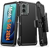 FNTCASE for Motorola Moto G-5G-2024 Case: Dual Layer Military Grade Drop Protection Cell Phone Cover with Belt-Clip Holster | Shockproof Rugged Durable Heavy Duty Protective Bumper Tough - Black
