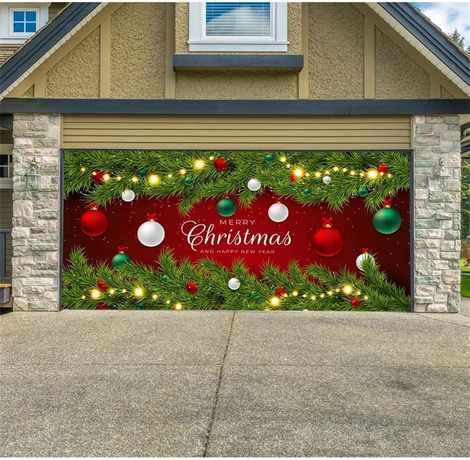 Garage Door Decorations - Christmas Garage Door Banner Decorations, 7 x 16 ft Christmas Large Hanging Jesus Snowman Santa Garage Backdrop Cover Murals Indoor Outdoor Merry Christmas Party Background Home Wall Decor (T)