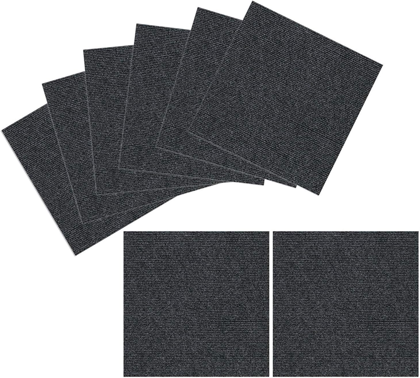 TRILUC Place and Stick Tile Mats, Dark Gray, 8 Piece