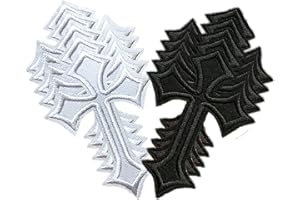 JINMOMOMO Cross Embroidered Patches Iron on Applique Ironing Badges Sewing Patch for Clothing Jackets Backpacks Jeans Supplies Decorative 10 Pcs (Style 5)