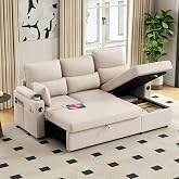 Jantaypor 81" L-Shaped Sectional Sofa with Storage, Reversible Sleeper Sofa Couch with Chaise, Soft Fabric Upholstered Modular Couch with Cup Holder &amp; Side Pockets, 1000lbs Capacity for Living Room