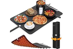 VTAR Rollable Electric Food Warming Mat | 3-Temp Buffet Tray Warmer for Parties | Even Heating, Portable Silicone Design, Auto Shut Off & Child Lock- Black